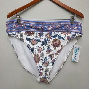 Freshwater Sarasa Banded High Leg Bikini Bottom‎ Floral Paisley XXL Boho